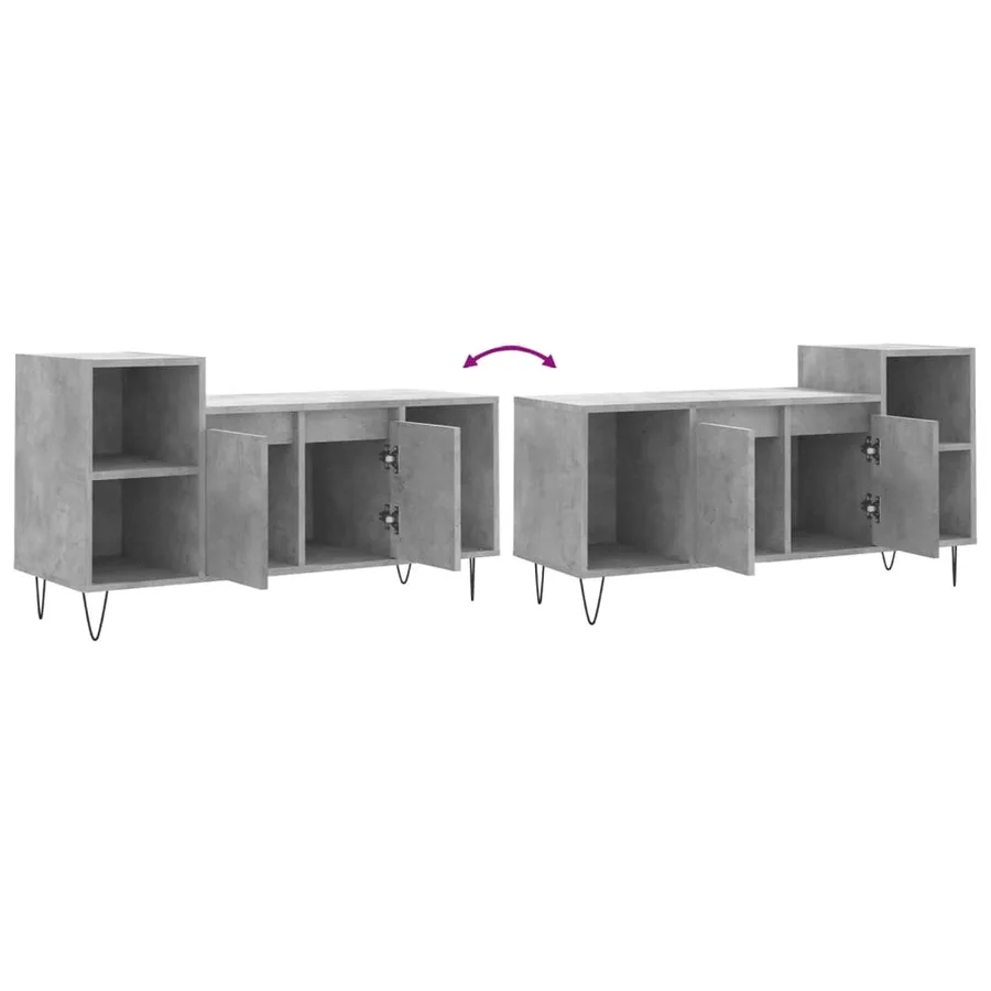 Meuble TV Gris béton 100x35x55 cm Bois d'ingénierie - 9