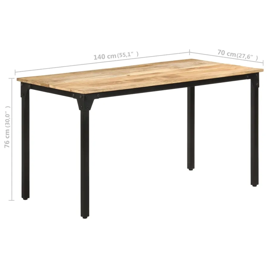 Table de salle à manger 140x70x76 cm Bois de manguier brut - 7