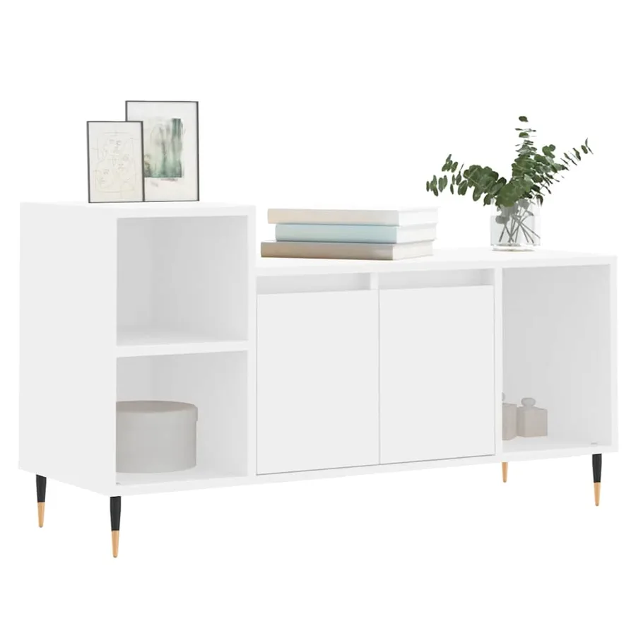 Meuble TV Blanc 100x35x55 cm Bois d'ingénierie - 3