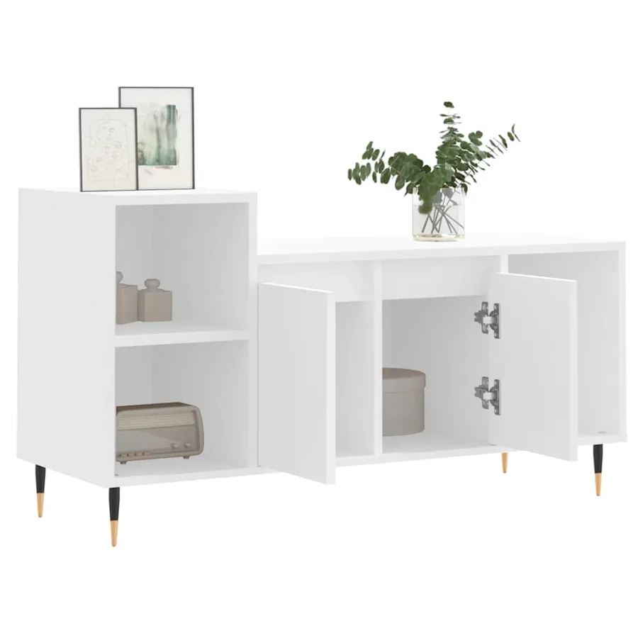 Meuble TV Blanc 100x35x55 cm Bois d'ingénierie - 4