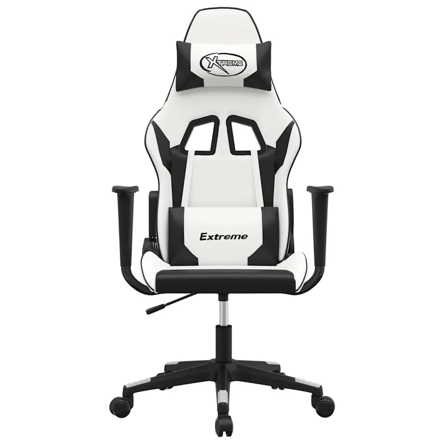 Chaise de jeu Blanc et noir Similicuir - 3