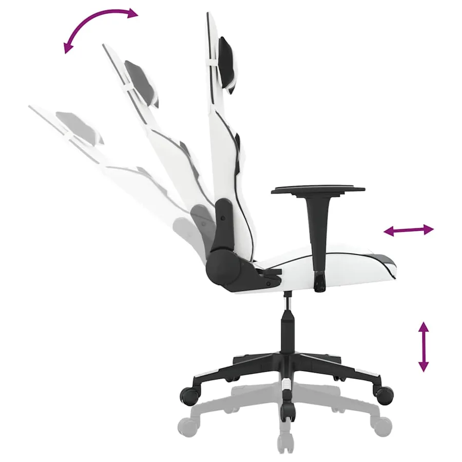 Chaise de jeu Blanc et noir Similicuir - 6
