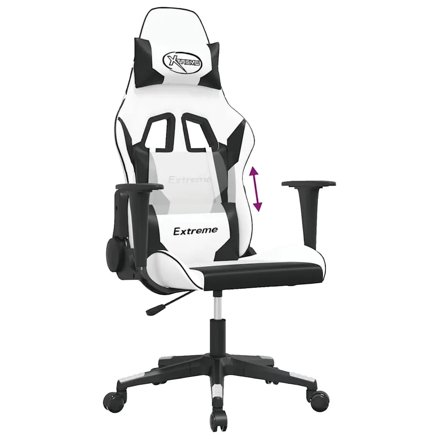 Chaise de jeu Blanc et noir Similicuir - 7