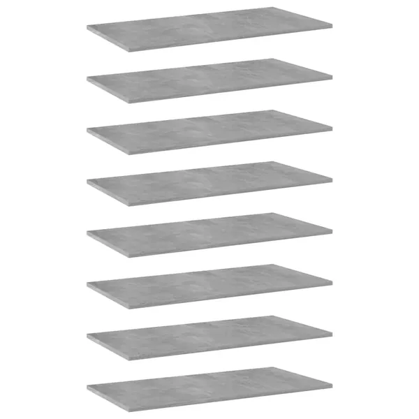 Panneaux de bibliothèque 8 pcs Gris béton 80x40x1,5cm Aggloméré