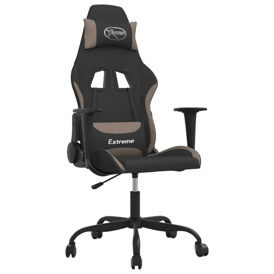 Chaise de jeu de massage Noir et taupe Tissu - 2
