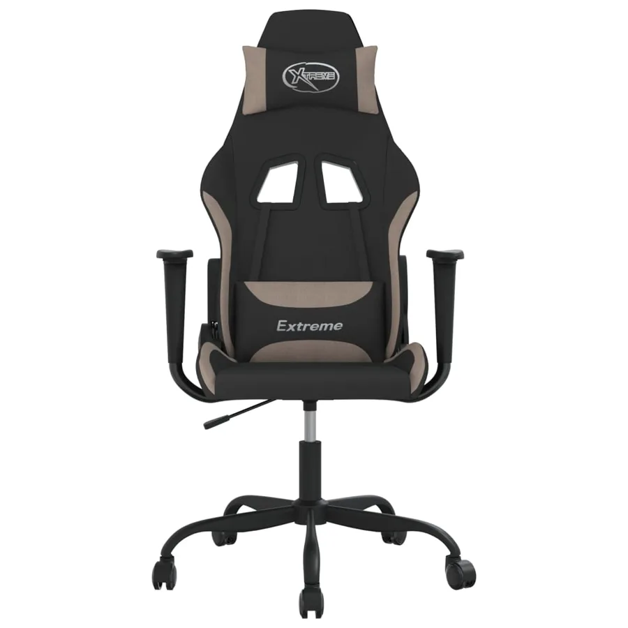 Chaise de jeu de massage Noir et taupe Tissu - 3