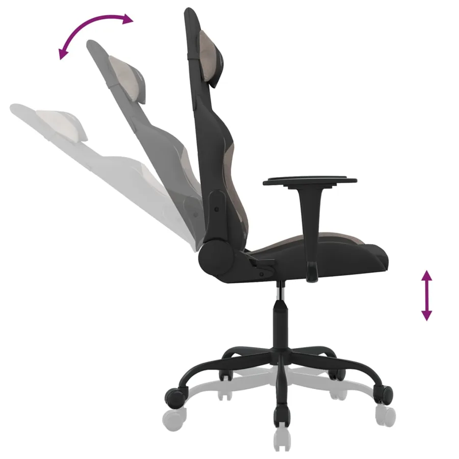 Chaise de jeu de massage Noir et taupe Tissu - 6