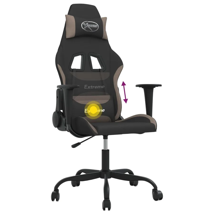 Chaise de jeu de massage Noir et taupe Tissu - 7