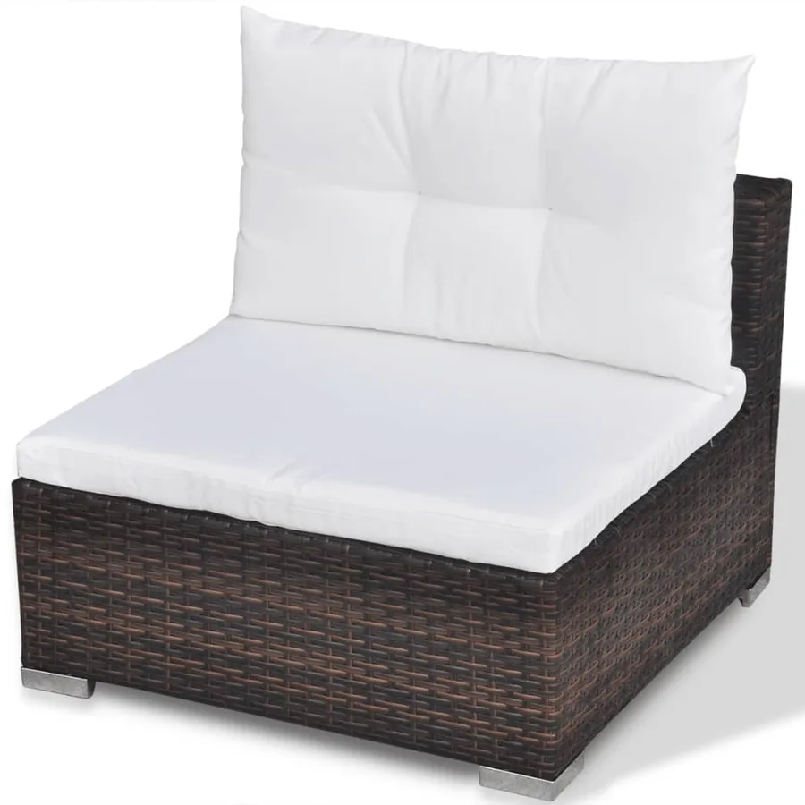 Salon de jardin 5 pcs avec coussins résine tressée marron - 10