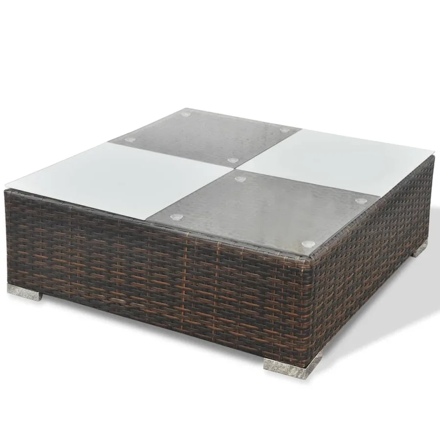 Salon de jardin 5 pcs avec coussins résine tressée marron - 12