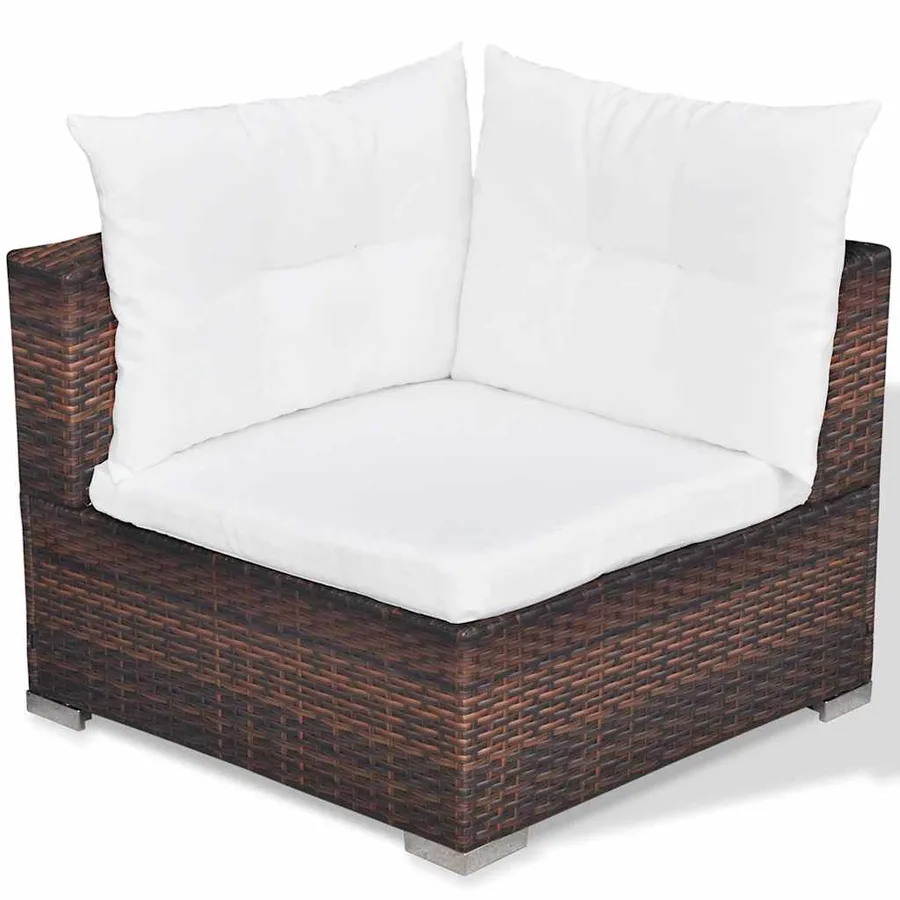 Salon de jardin 5 pcs avec coussins résine tressée marron - 9