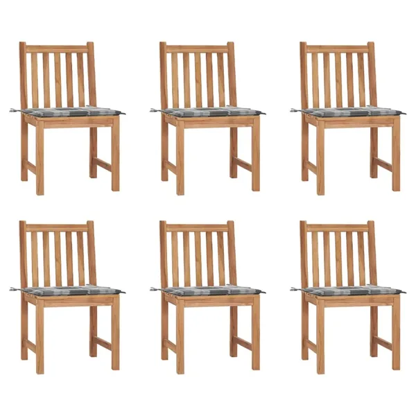Chaises de jardin lot de 6 avec coussins Bois de teck massif