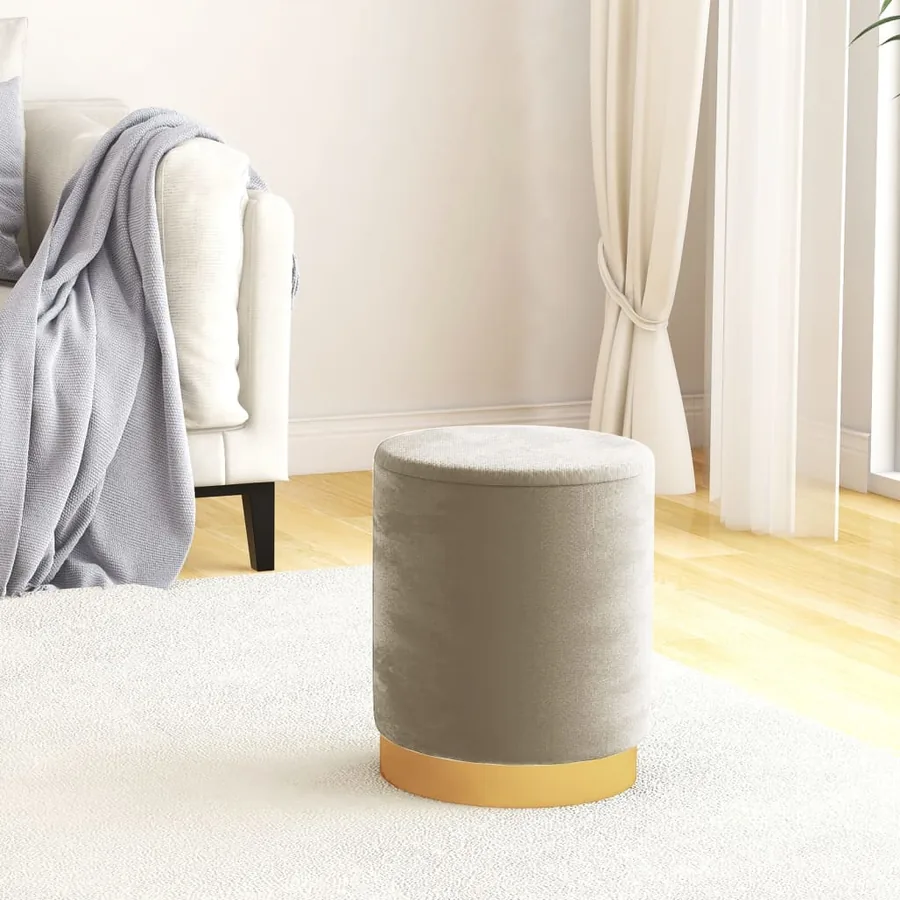 Tabouret de rangement rond Gris foncé Velours 31 x 37 cm