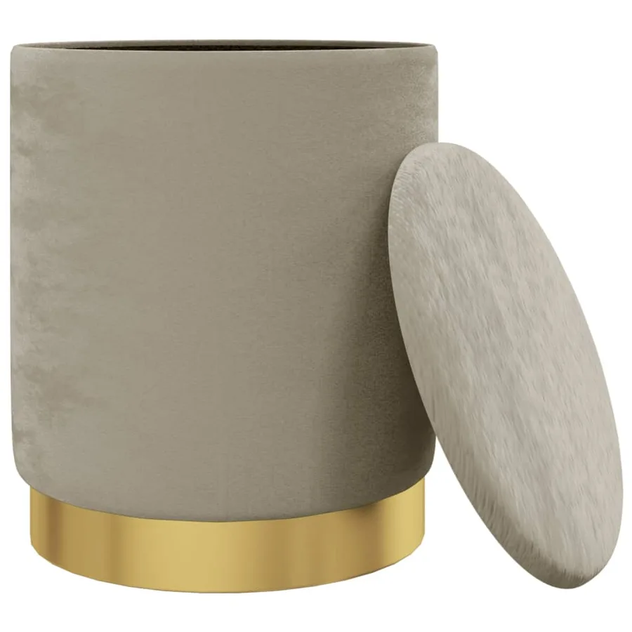 Tabouret de rangement rond Gris foncé Velours 31 x 37 cm - 3