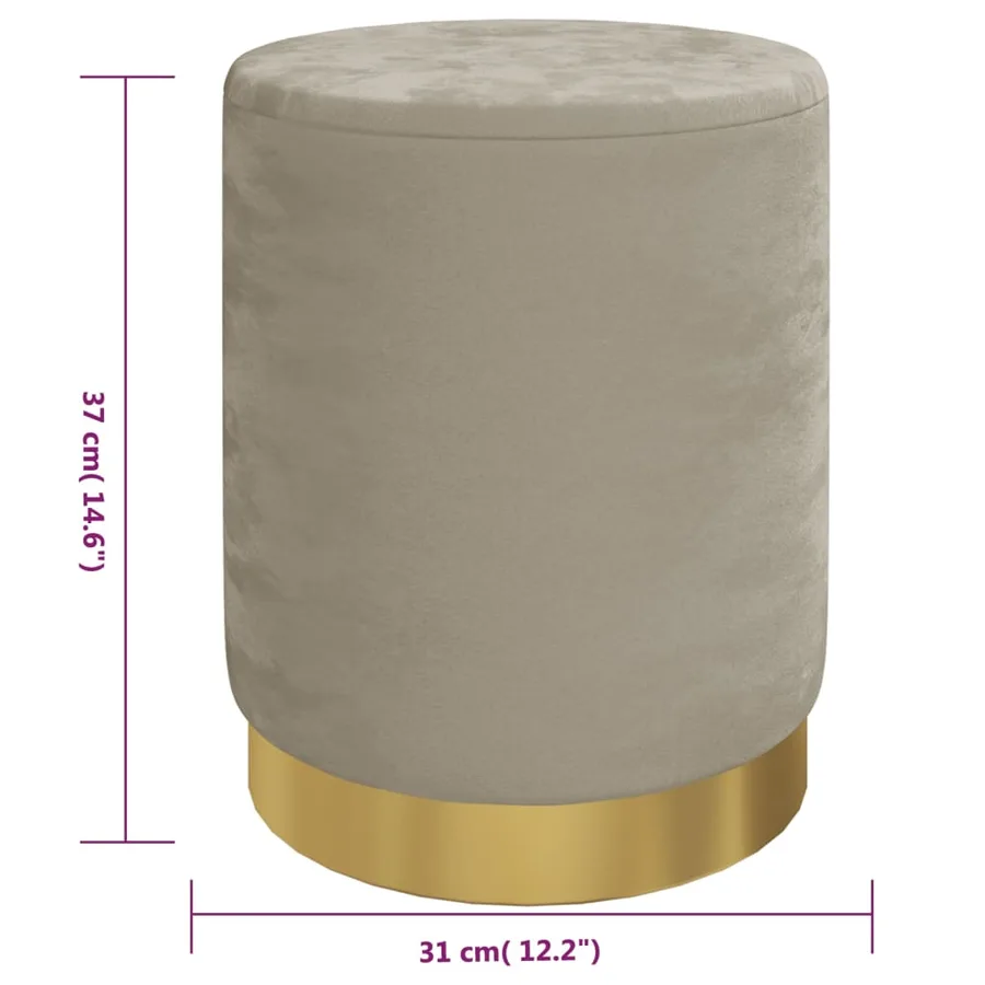Tabouret de rangement rond Gris foncé Velours 31 x 37 cm - 6