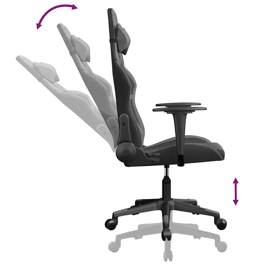 Chaise de jeu de massage Noir et gris Similicuir - 5