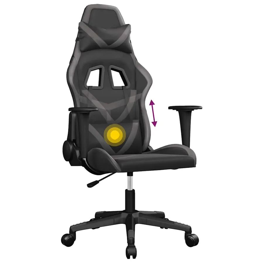 Chaise de jeu de massage Noir et gris Similicuir - 6