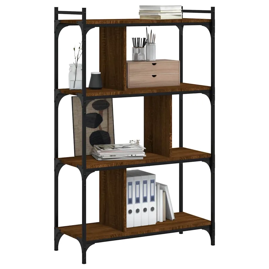 Bibliothèque 4 niveaux chêne brun 76x32x123cm bois d'ingénierie - 6