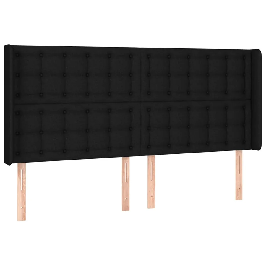 Tête de lit avec oreilles Noir 163x16x118/128 cm Tissu - 2