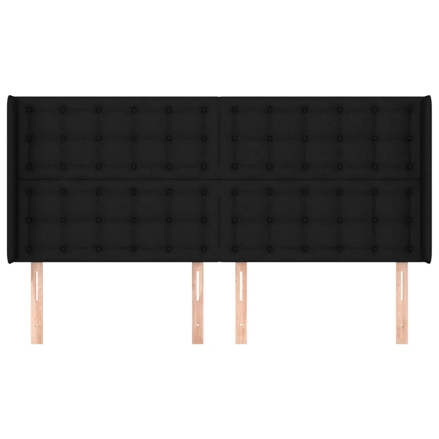 Tête de lit avec oreilles Noir 163x16x118/128 cm Tissu - 3