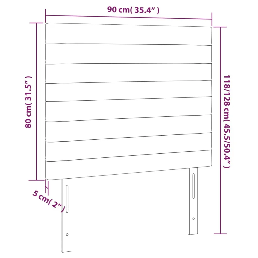 Tête de lit Marron foncé 90x5x118/128 cm Tissu - 8