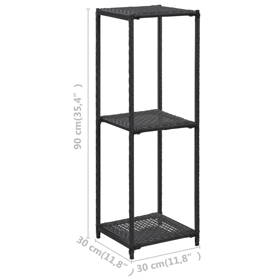 Étagère de rangement Noir 30x30x90 cm Résine tressée - 5
