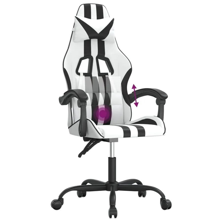 Chaise de jeu pivotante Blanc et noir Similicuir - 11