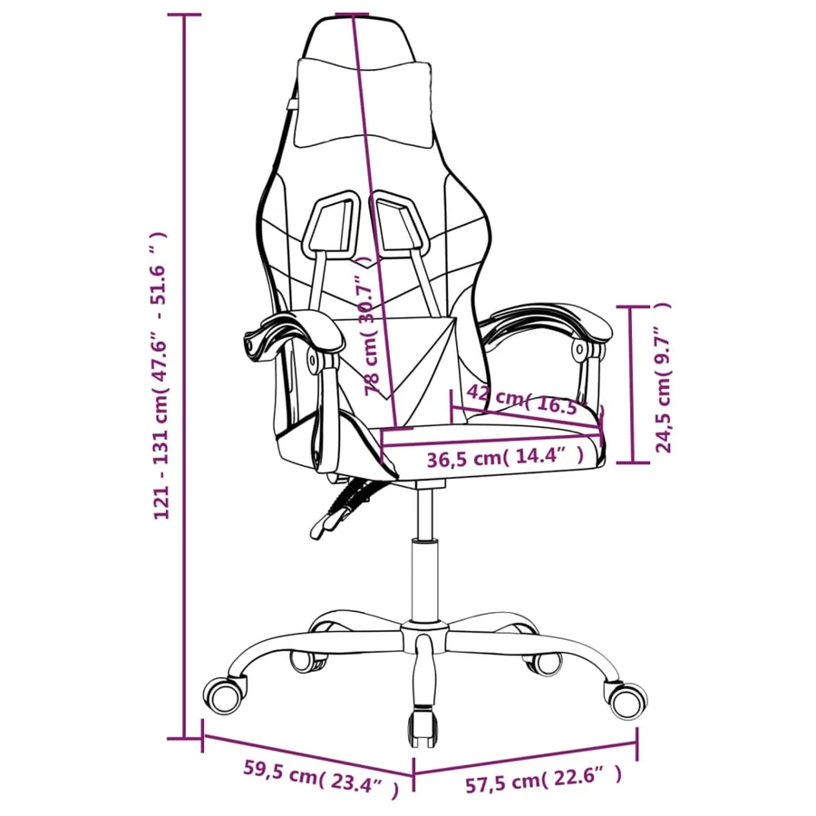 Chaise de jeu pivotante Blanc et noir Similicuir - 14