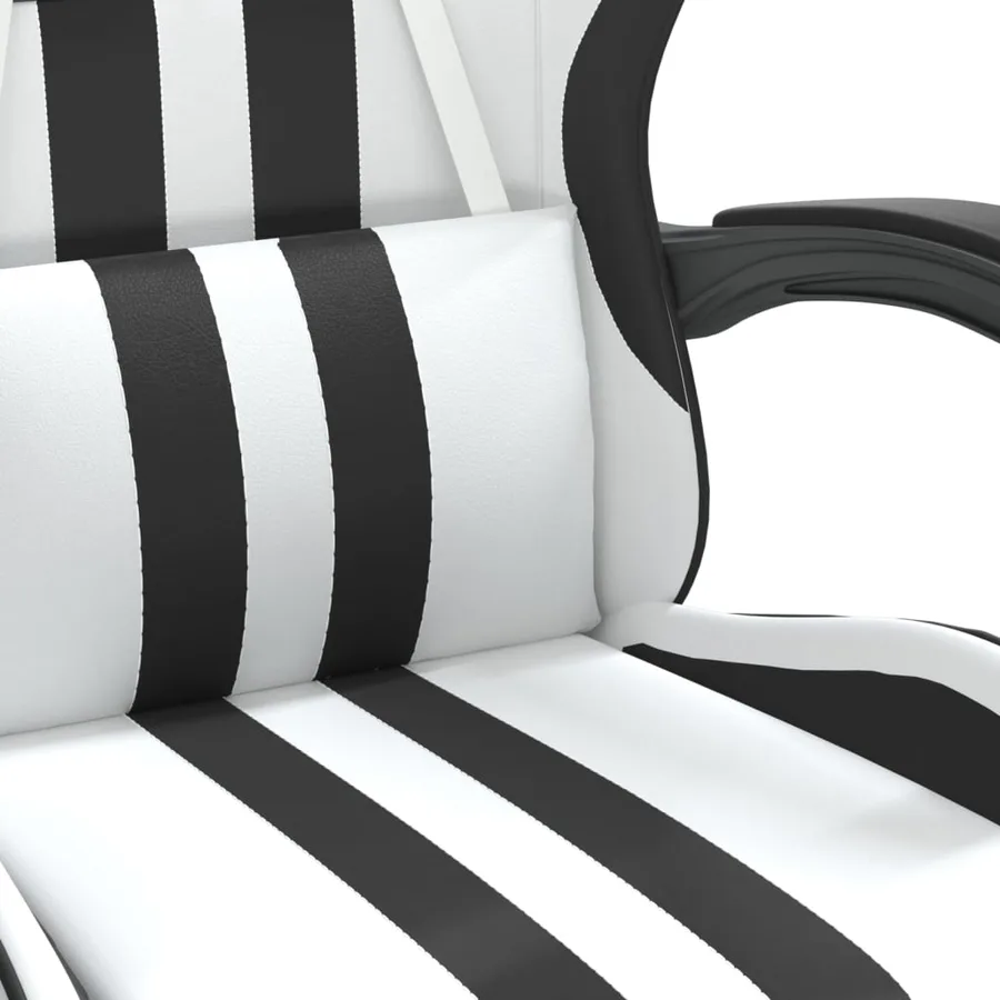 Chaise de jeu pivotante Blanc et noir Similicuir - 6