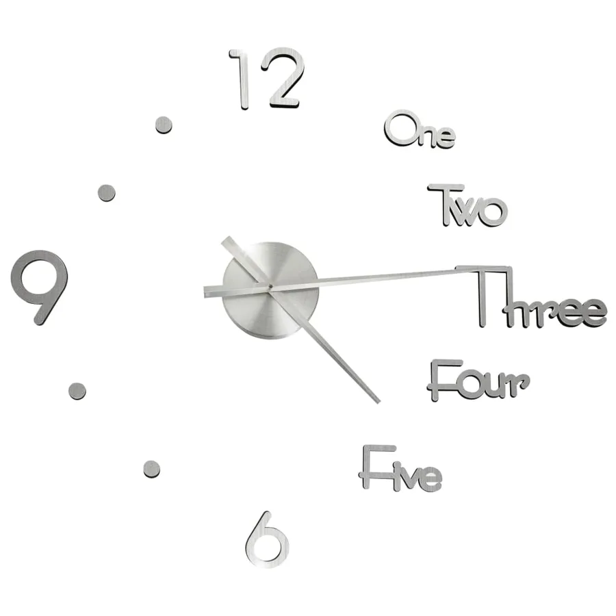 Horloge murale 3D Design moderne Argenté 100 cm XXL - 2