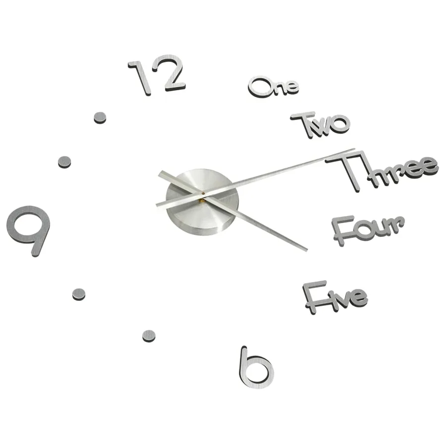 Horloge murale 3D Design moderne Argenté 100 cm XXL - 3