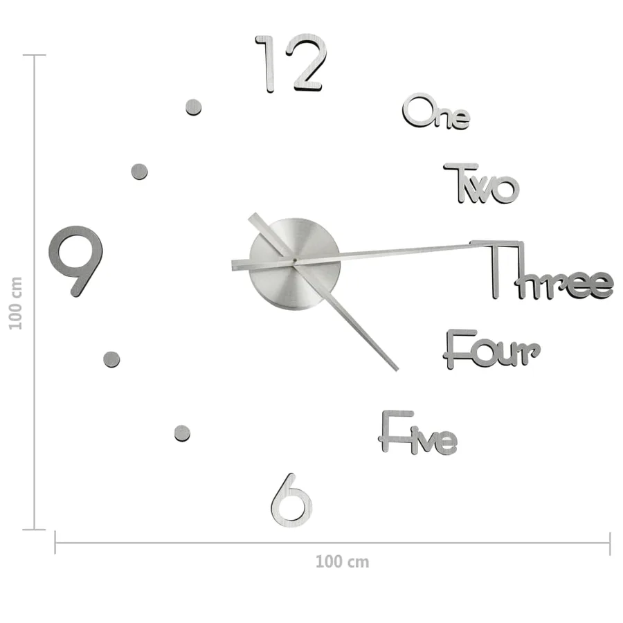 Horloge murale 3D Design moderne Argenté 100 cm XXL - 5