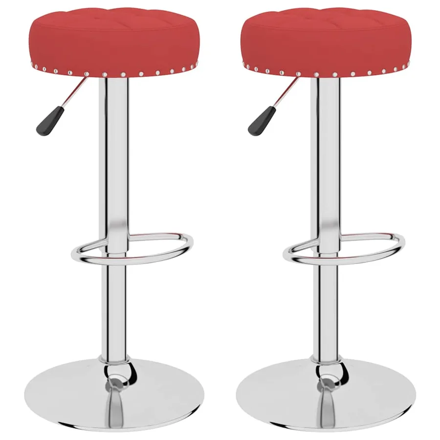 Tabourets de bar lot de 2 rouge bordeaux tissu - 2