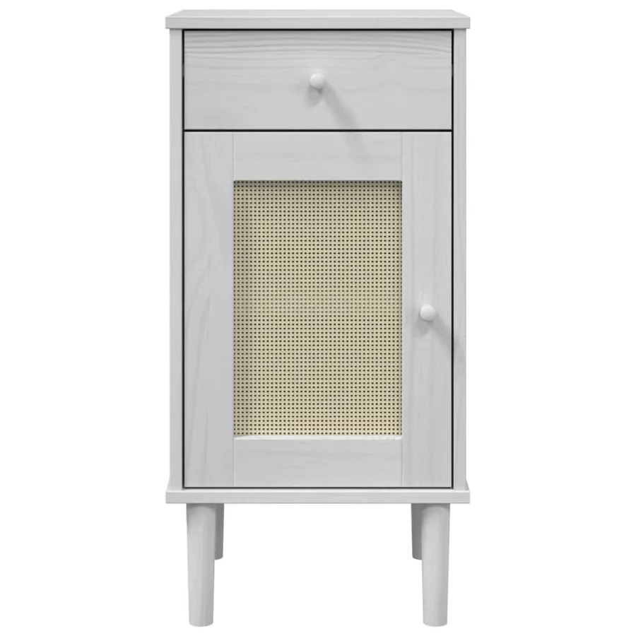 Table de chevet SENJA aspect de rotin blanc bois de pin massif - 5