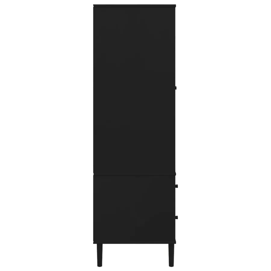 Garde-robe SENJA aspect rotin noir 90x55x175 cm bois massif pin - 7