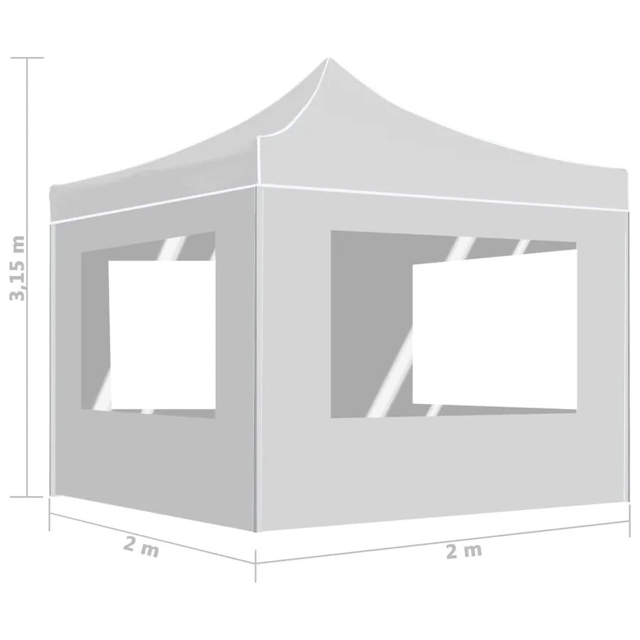 Tente de réception pliable avec parois Aluminium 2x2 m Blanc - 9