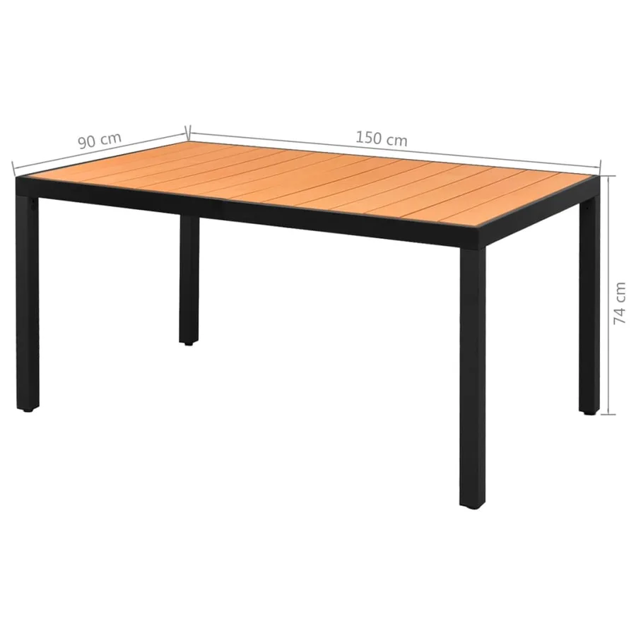 Ensemble à Manger de jardin 7pcs PVC résine tressée noir marron - 8