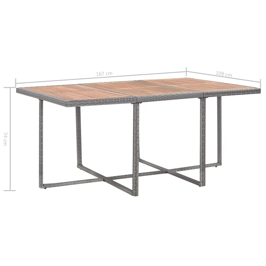 Salon de jardin 11 pcs Résine tressée bois d'acacia Anthracite - 15
