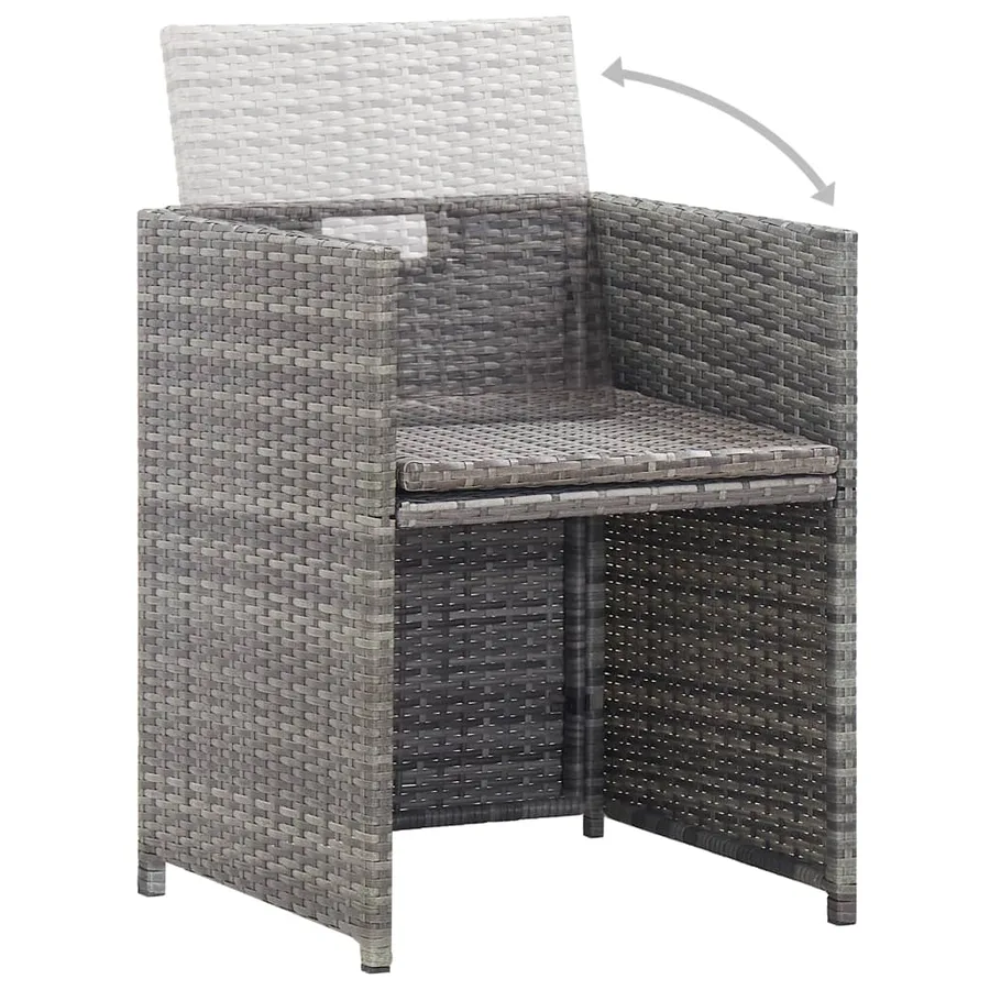 Salon de jardin 11 pcs Résine tressée bois d'acacia Anthracite - 8