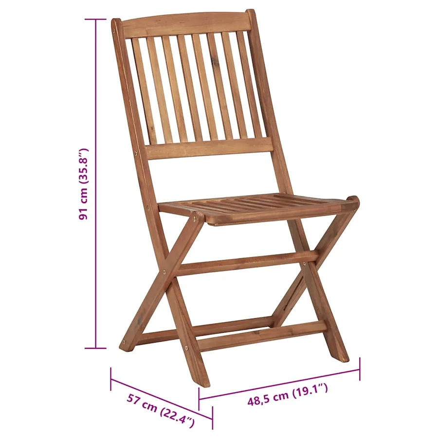Chaises pliables de jardin lot de 4 avec coussins Bois d'acacia - 14