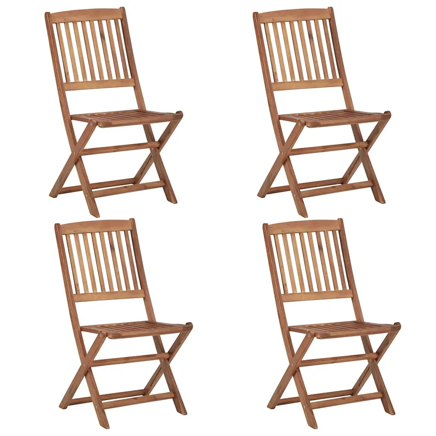 Chaises pliables de jardin lot de 4 avec coussins Bois d'acacia - 3