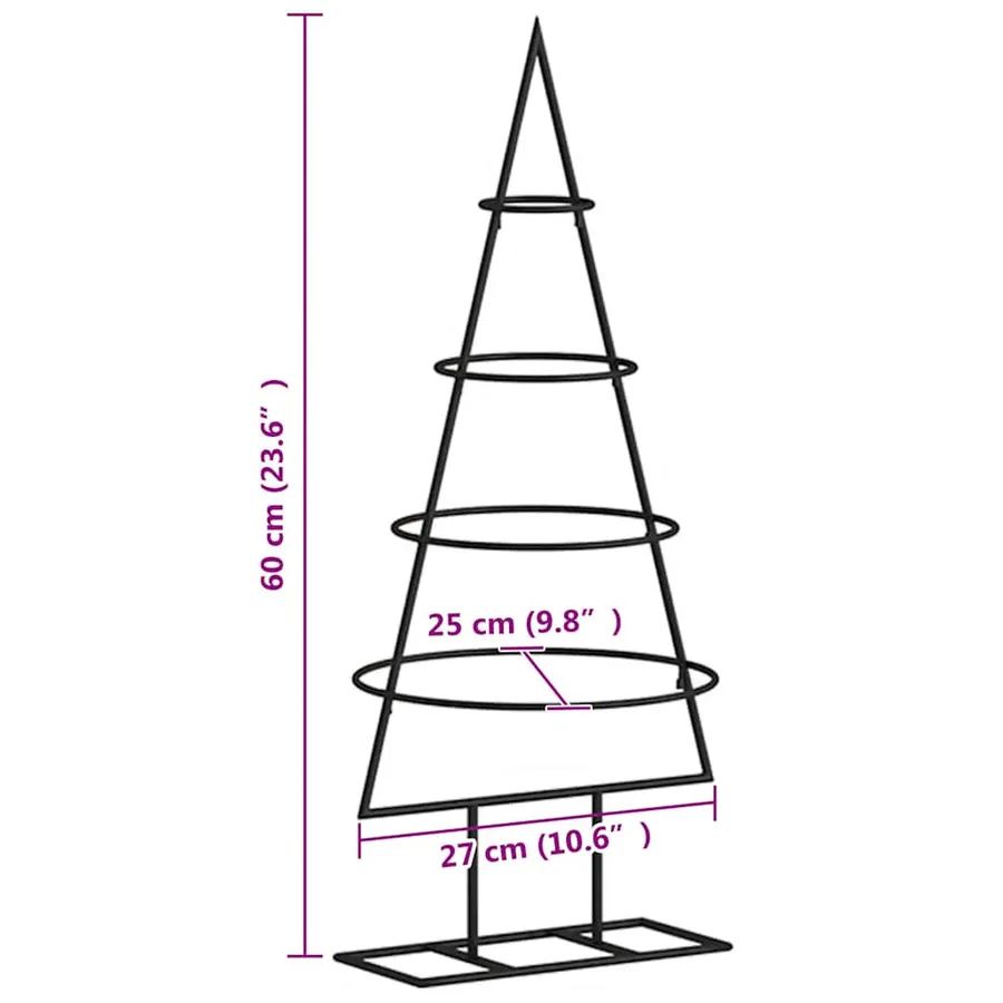 Arbre de Noël en métal pour décoration noir 60 cm - 7