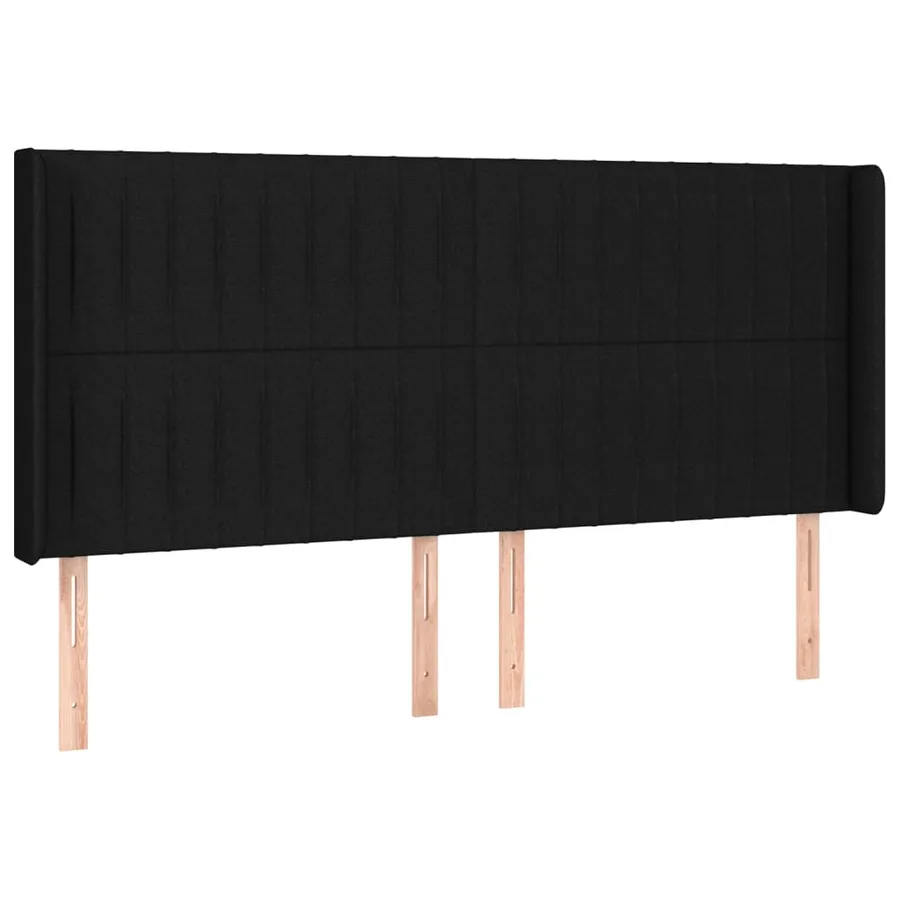 Tête de lit avec oreilles Noir 203x16x118/128 cm Tissu - 2