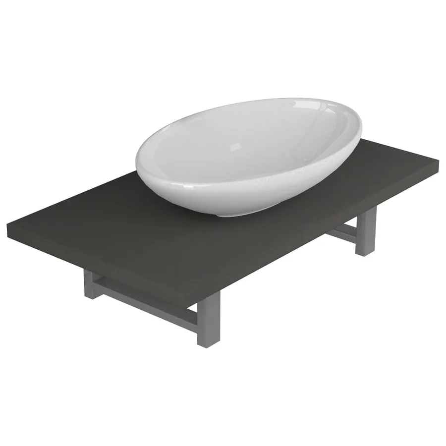 Meuble de salle de bain en deux pièces Céramique Gris - 2