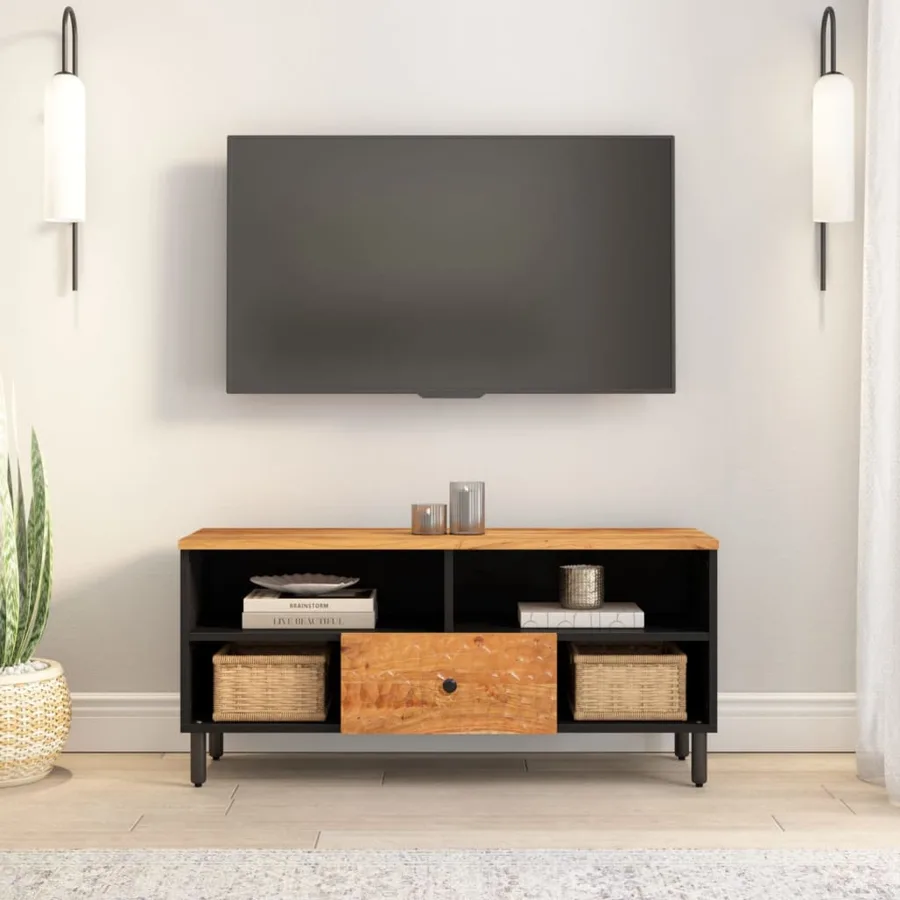 Meuble TV 100x33x46 cm bois d'acacia solide - 3
