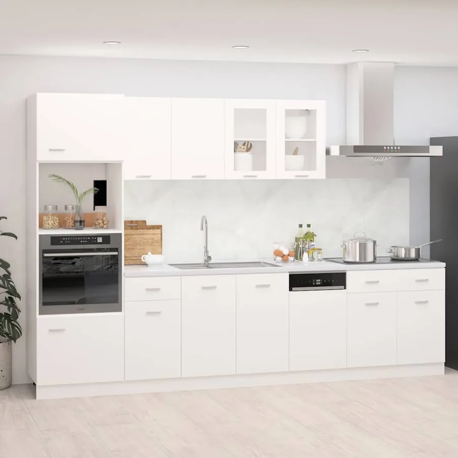 Ensemble de 7 meubles de cuisine "Lyon" en bois d'ingénierie blanc