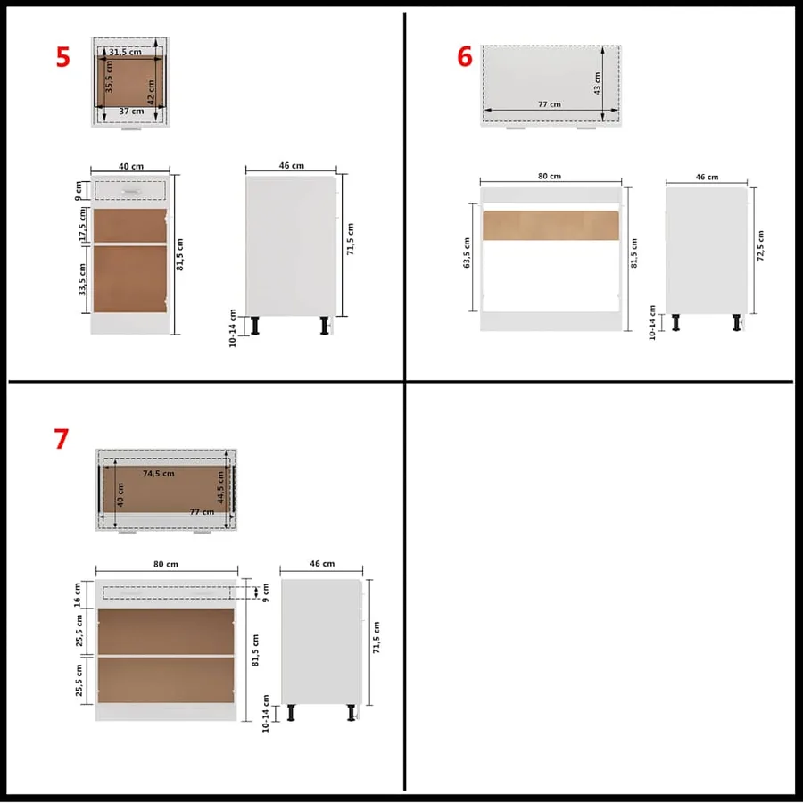 Ensemble de 7 meubles de cuisine "Lyon" en bois d'ingénierie blanc - 11