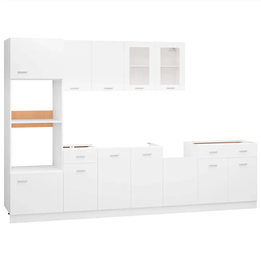 Ensemble de 7 meubles de cuisine "Lyon" en bois d'ingénierie blanc - 2