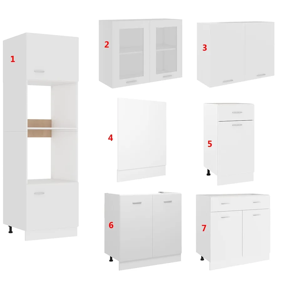 Ensemble de 7 meubles de cuisine "Lyon" en bois d'ingénierie blanc - 3