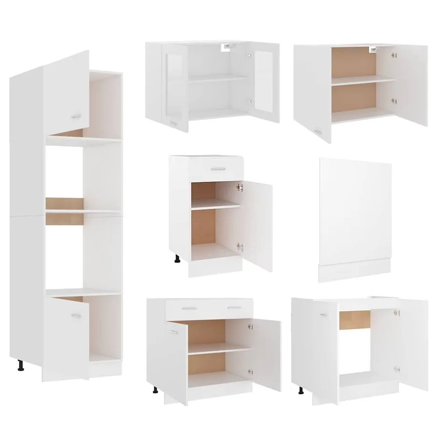 Ensemble de 7 meubles de cuisine "Lyon" en bois d'ingénierie blanc - 4